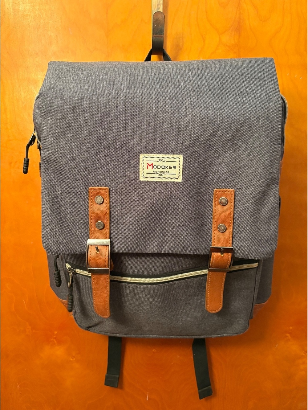 Modoker Gray Laptop Backpack with USB Charging Port